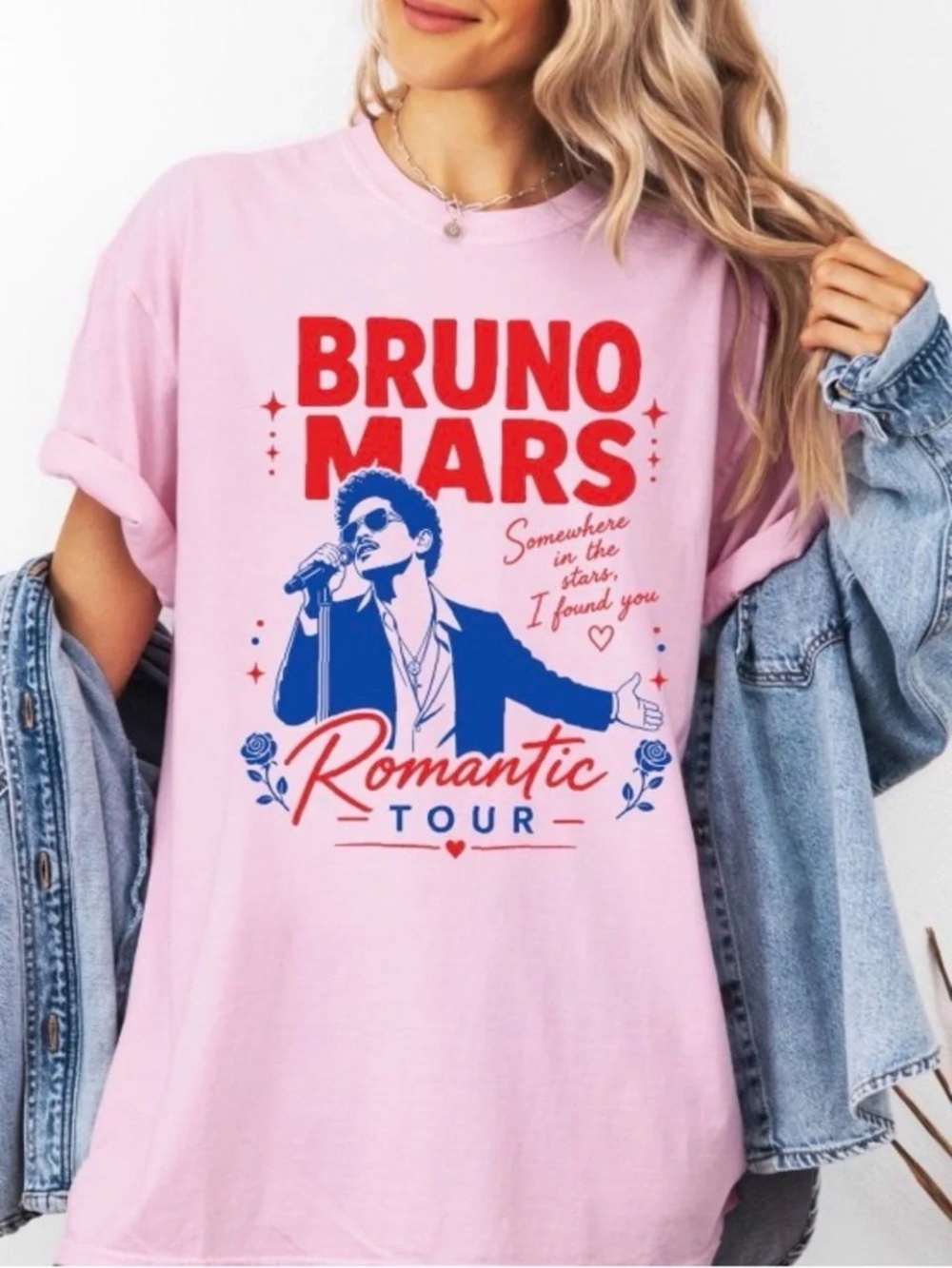Pink Bruno Mars Romantic Tour Graphic Tee